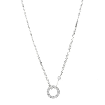 Cartier 18K White Gold 2 Diamond LOVE Necklace 1 of 4