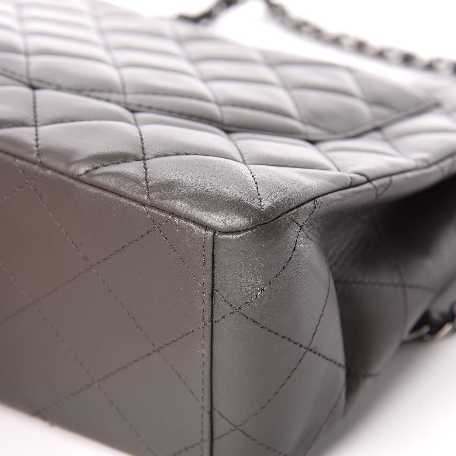 Chanel Lambskin Quilted Maxi Single Flap Dark Grey 13 of 15