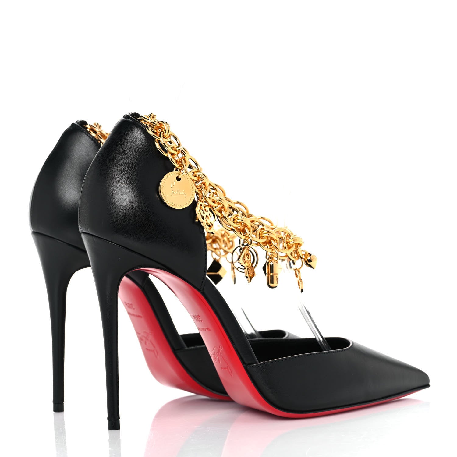 Christian Louboutin Kid Gourmi Pump 100 38.5 Black Gold 4 of 8