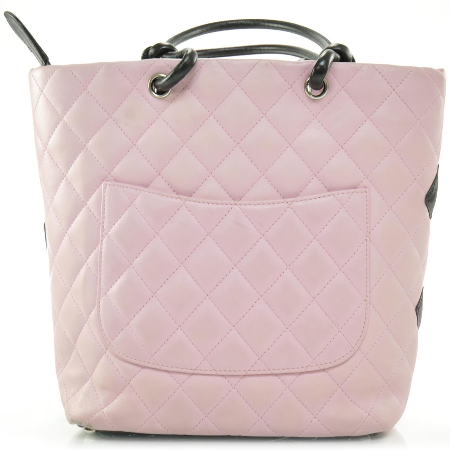 Calfskin Quilted Medium Cambon Tote Pink Black