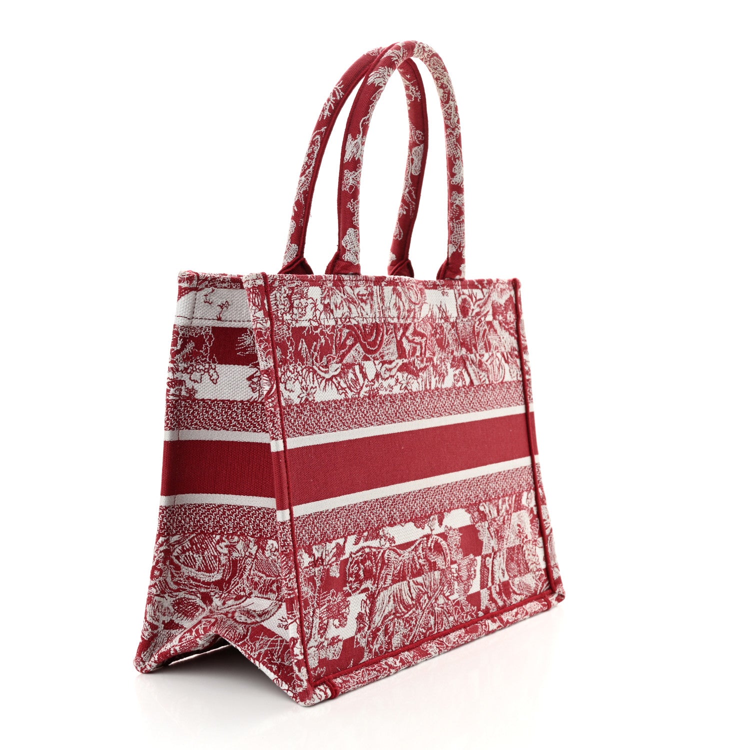 Christian Dior Canvas Embroidered Medium Dioriviera Toile De Jouy Book Tote Raspberry 3 of 13