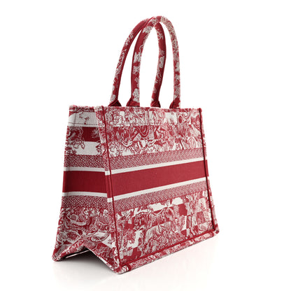 Christian Dior Canvas Embroidered Medium Dioriviera Toile De Jouy Book Tote Raspberry 3 of 13