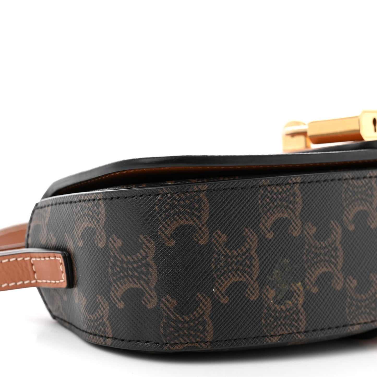 Triomphe Canvas Calfskin Tabou Clutch on Strap Tan