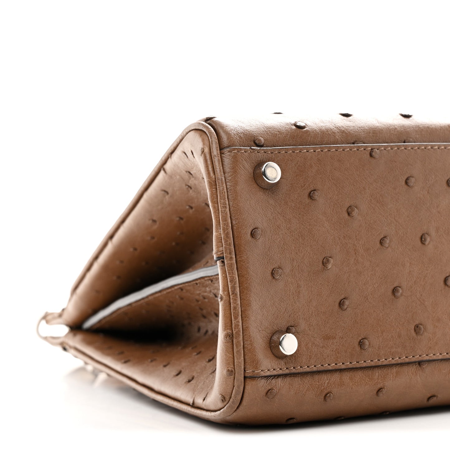 Ostrich Medium Zumi Top Handle Bag Brown