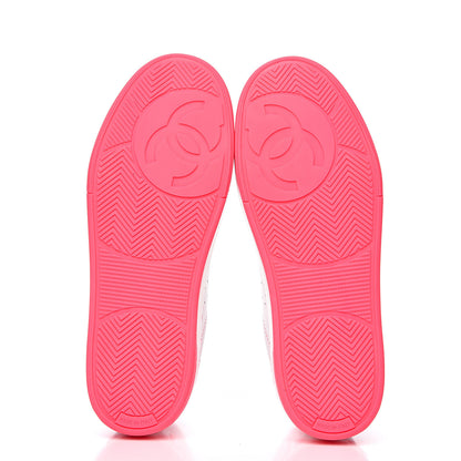Chanel Calfskin Womens Logo Sneakers 39 Fuchsia White 6 of 8