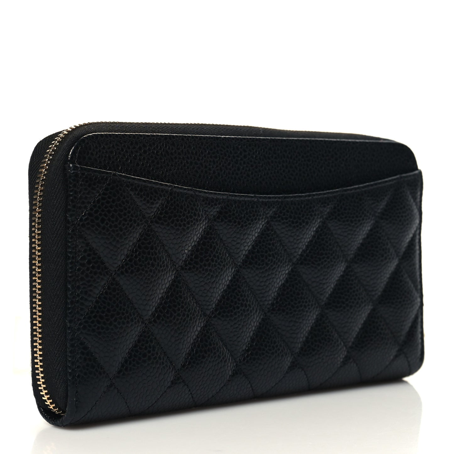 Caviar Quilted Large Gusset Zip Around Wallet Black