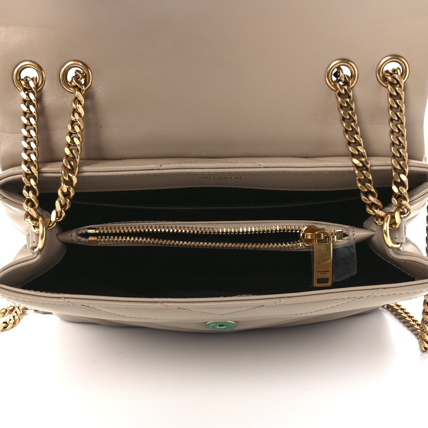 Saint Laurent Calfskin Y Quilted Monogram Small Loulou Chain Satchel Dark Beige 5 of 14
