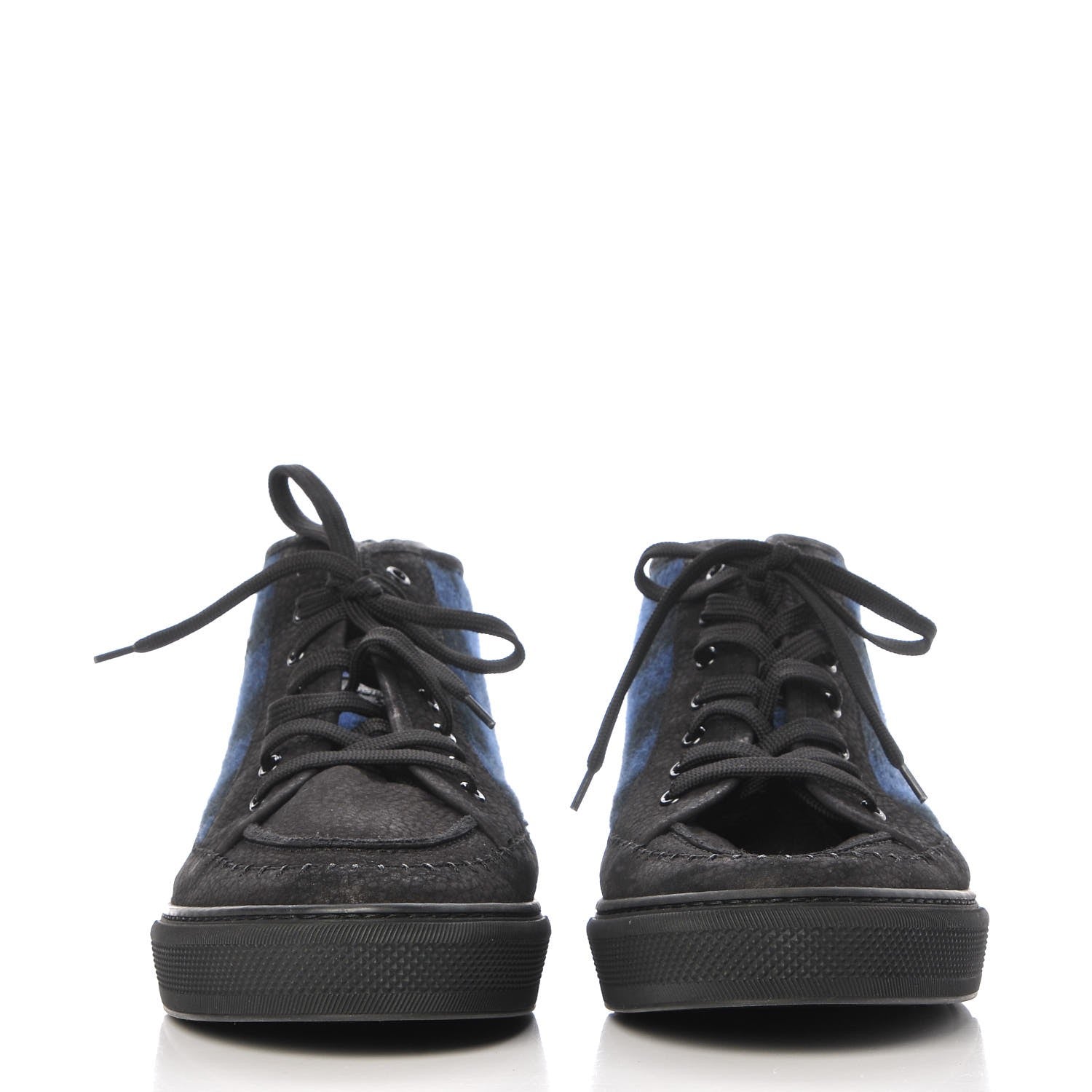 Louis Vuitton Nubuck Wool Plaid Sneakers 11 Blue 2 of 11