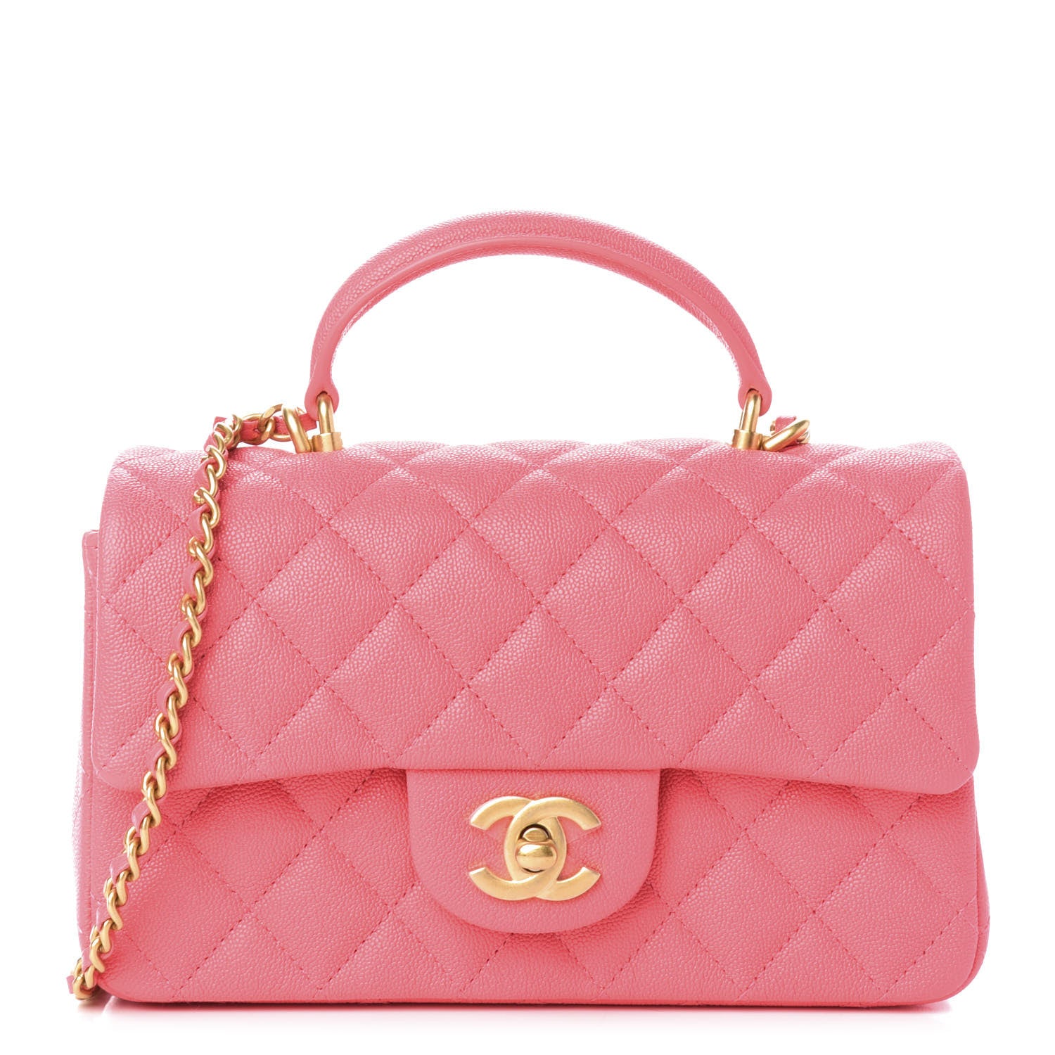 Chanel Caviar Quilted Mini Top Handle Rectangular Flap Pink 1 of 10