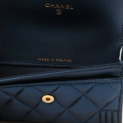 Chanel Metallic Lambskin Quilted Boy Flap Card Holder Blue 7 of 9