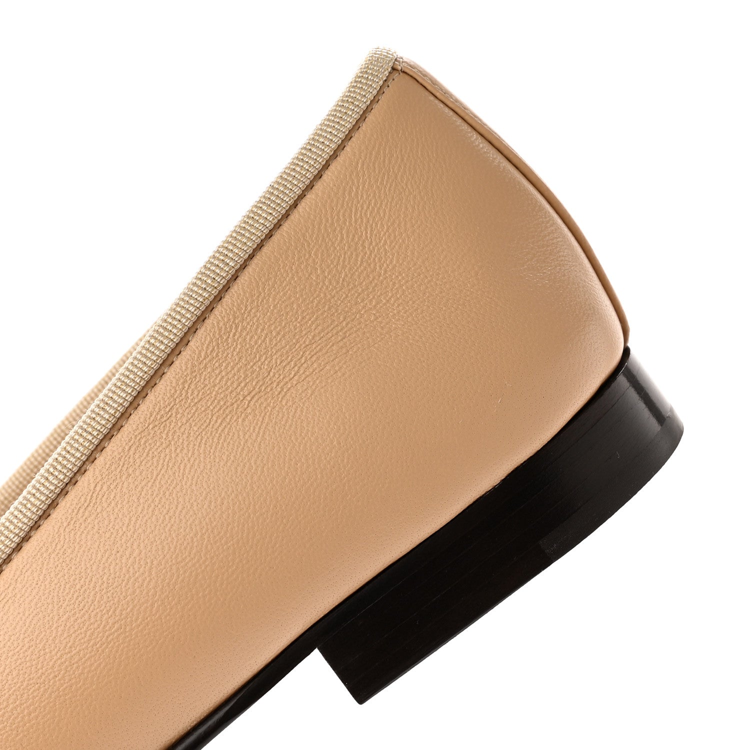 Chanel Lambskin Cap Toe CC Ballerina Flats 36.5 Beige Black 11 of 13