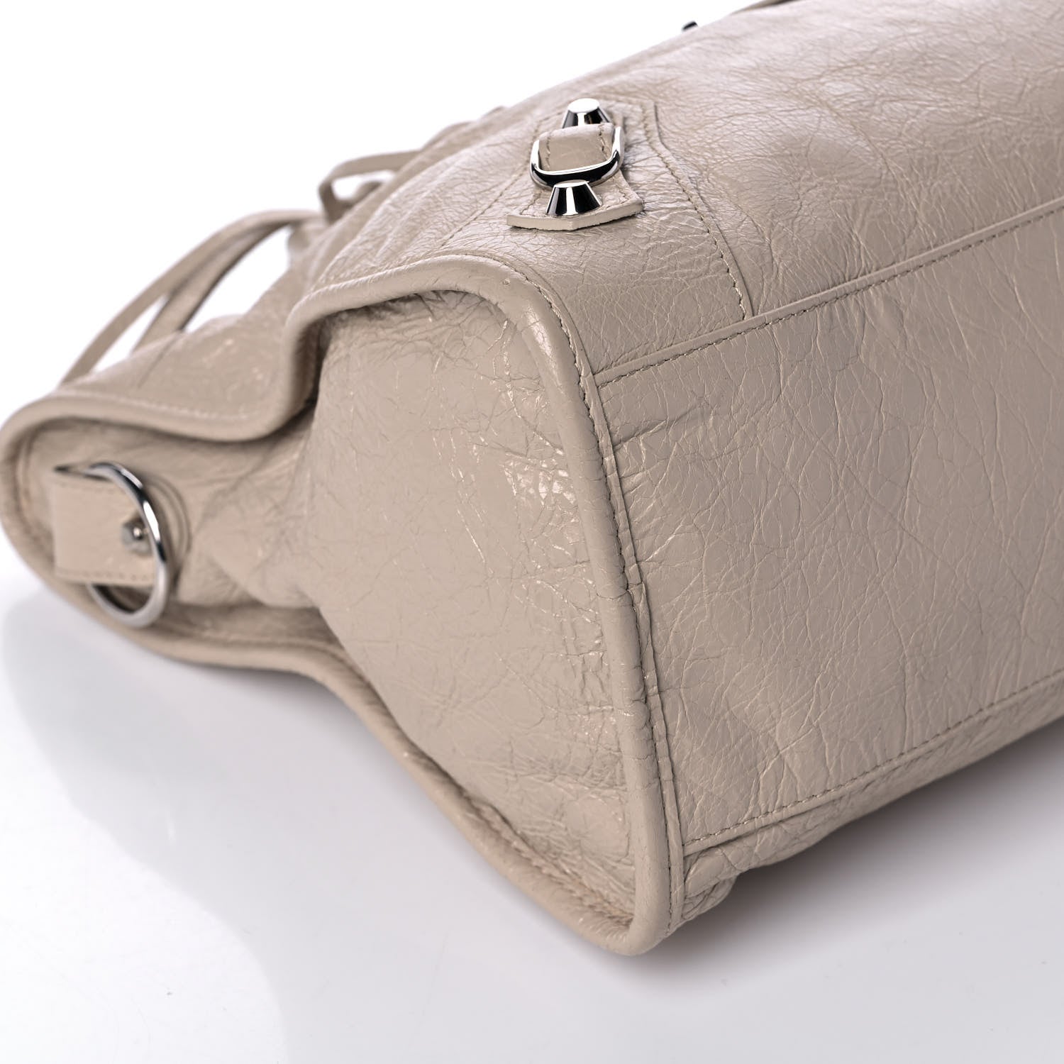 Balenciaga Agneau Classic Silver Hardware City Logo Strap Light Beige Black 7 of 8