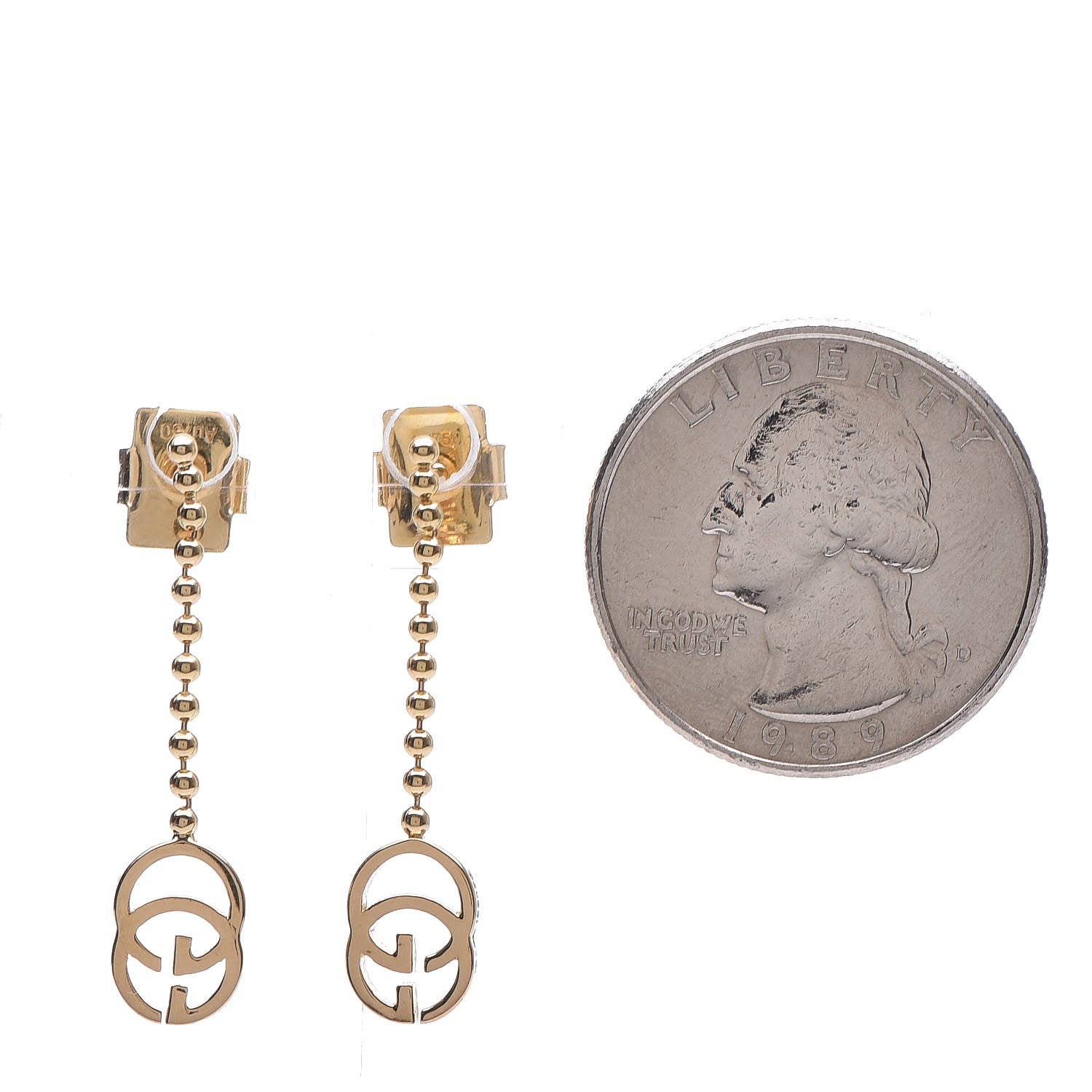 Gucci 18K Yellow Gold Running G Drop Earrings 2 of 5