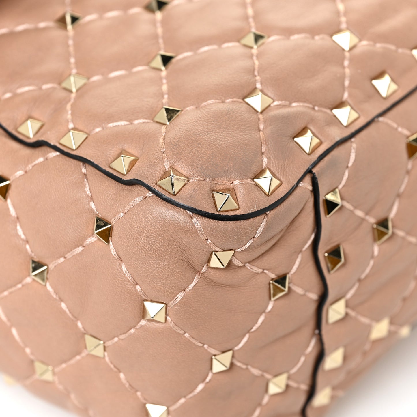 Nappa Large Rockstud Spike Shoulder Bag Soft Noisette