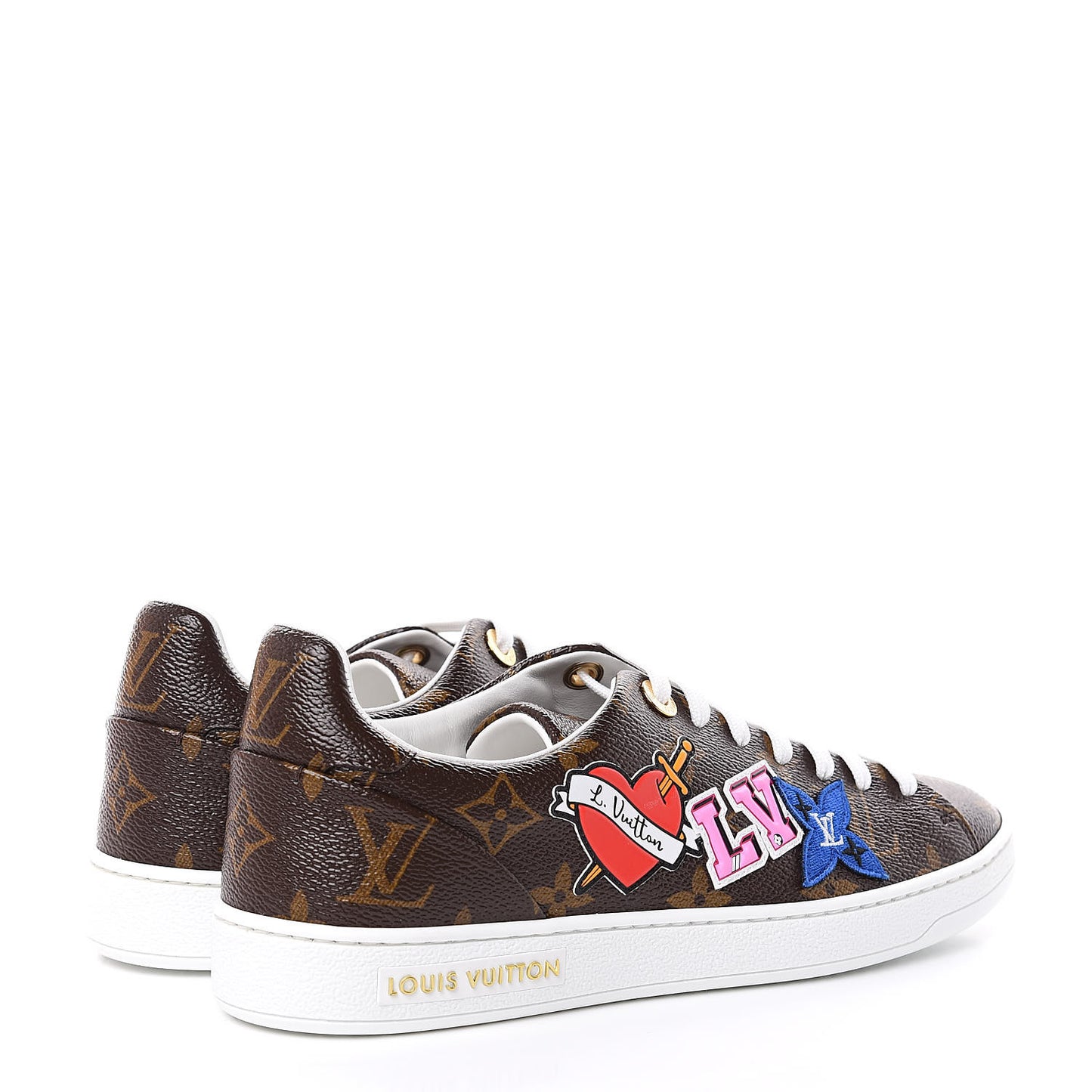 Calfskin Monogram LV Black Heart Sneakers 37 Cacao