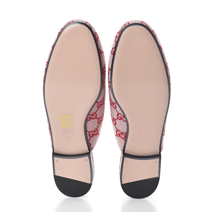Gucci Canvas GG Monogram Horsebit Womens Princetown Slippers 40 Gardenia Hibiscus Red 7 of 7