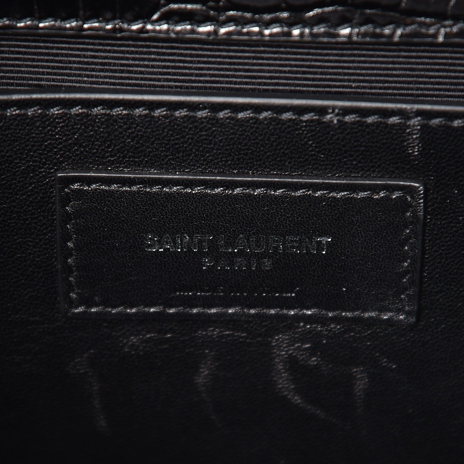 Saint Laurent Calfskin Crocodile Embossed Medium Classic Monogram Kate Tassel Satchel Black 7 of 7