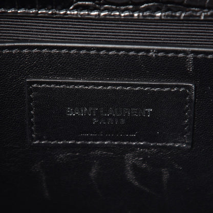 Saint Laurent Calfskin Crocodile Embossed Medium Classic Monogram Kate Tassel Satchel Black 7 of 7