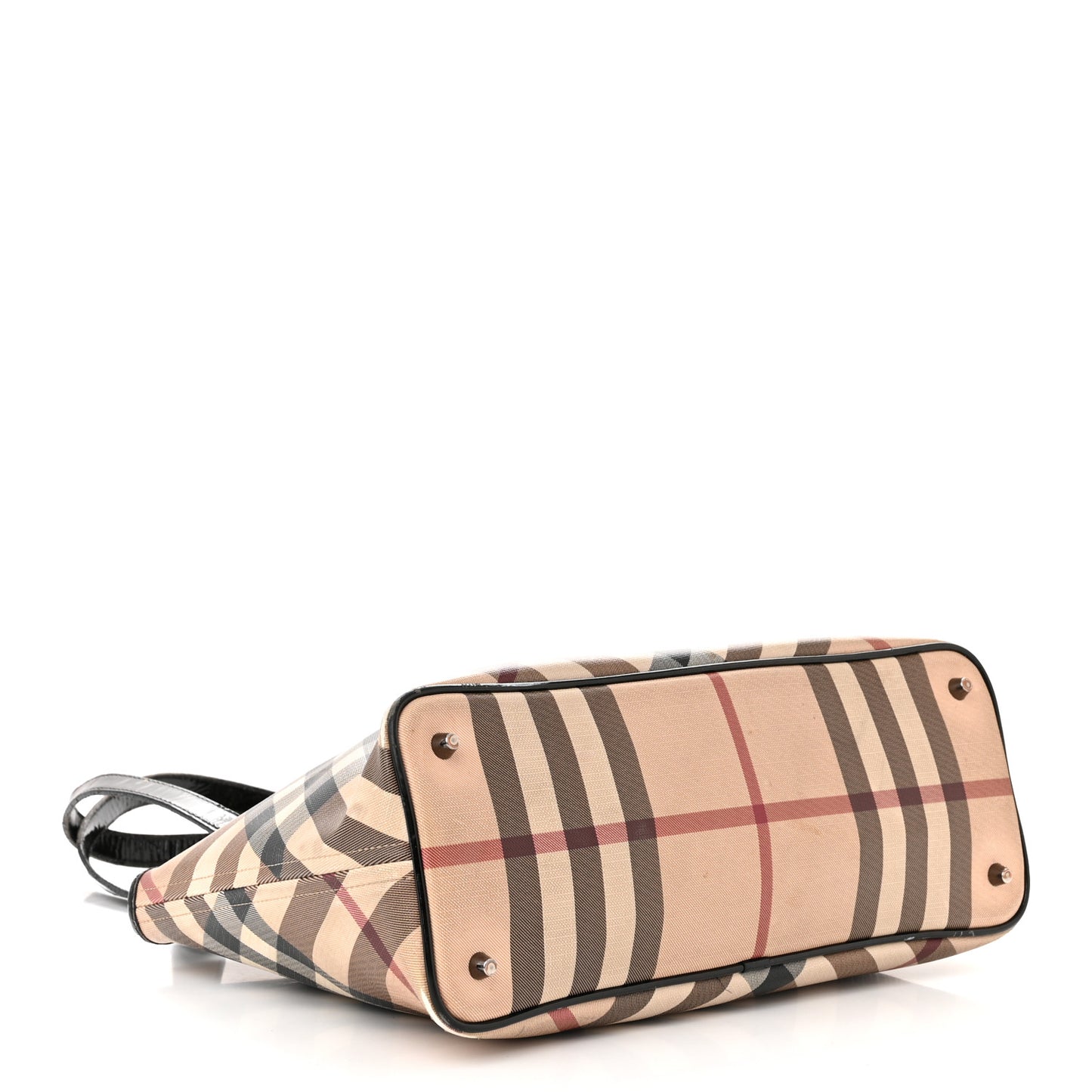 Patent Trim Nova Check Shopper Tote Black