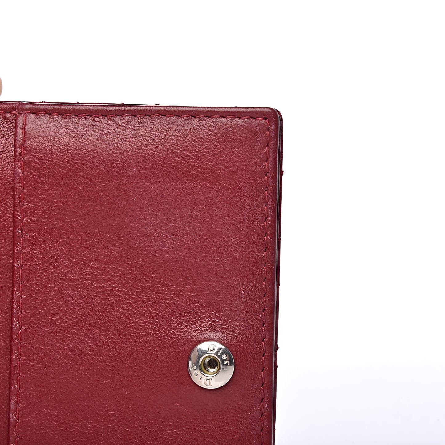 Patent Cannage Small Lady Dior Flap Card Holder Scarlet