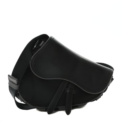 Christian Dior X SACAI Grained Calfskin Technical Fabric Mens Saddle Bag Black 1 of 10