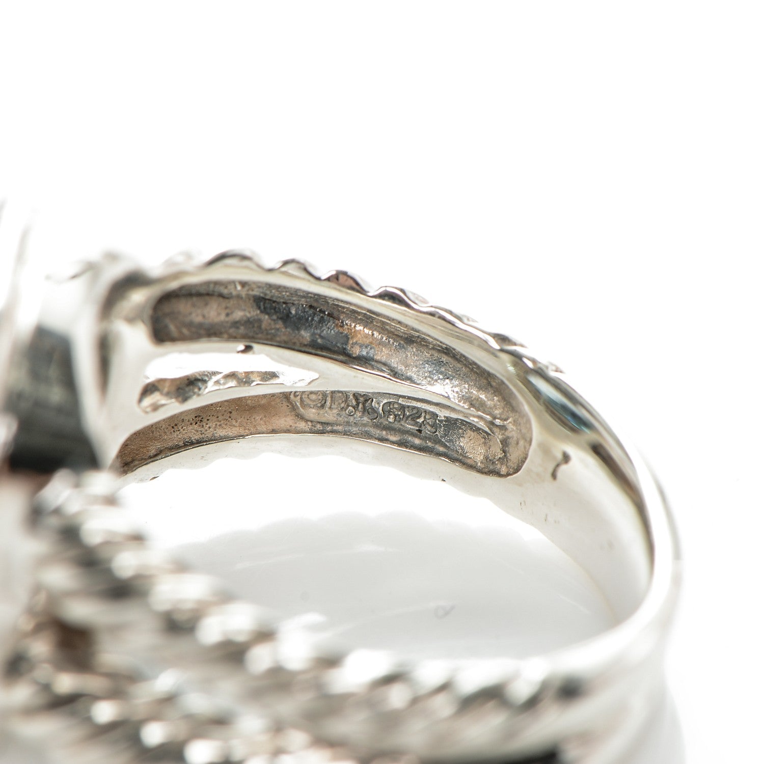 David Yurman Sterling Silver Diamond Blue Topaz 11mm Albion Ring 58 8.5 5 of 6