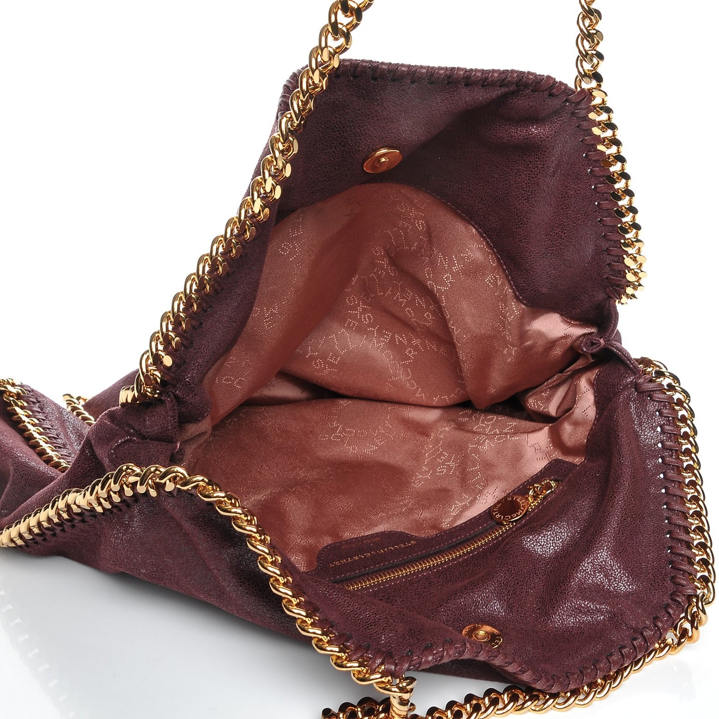 Shaggy Deer Falabella Fold Over Tote Burgundy