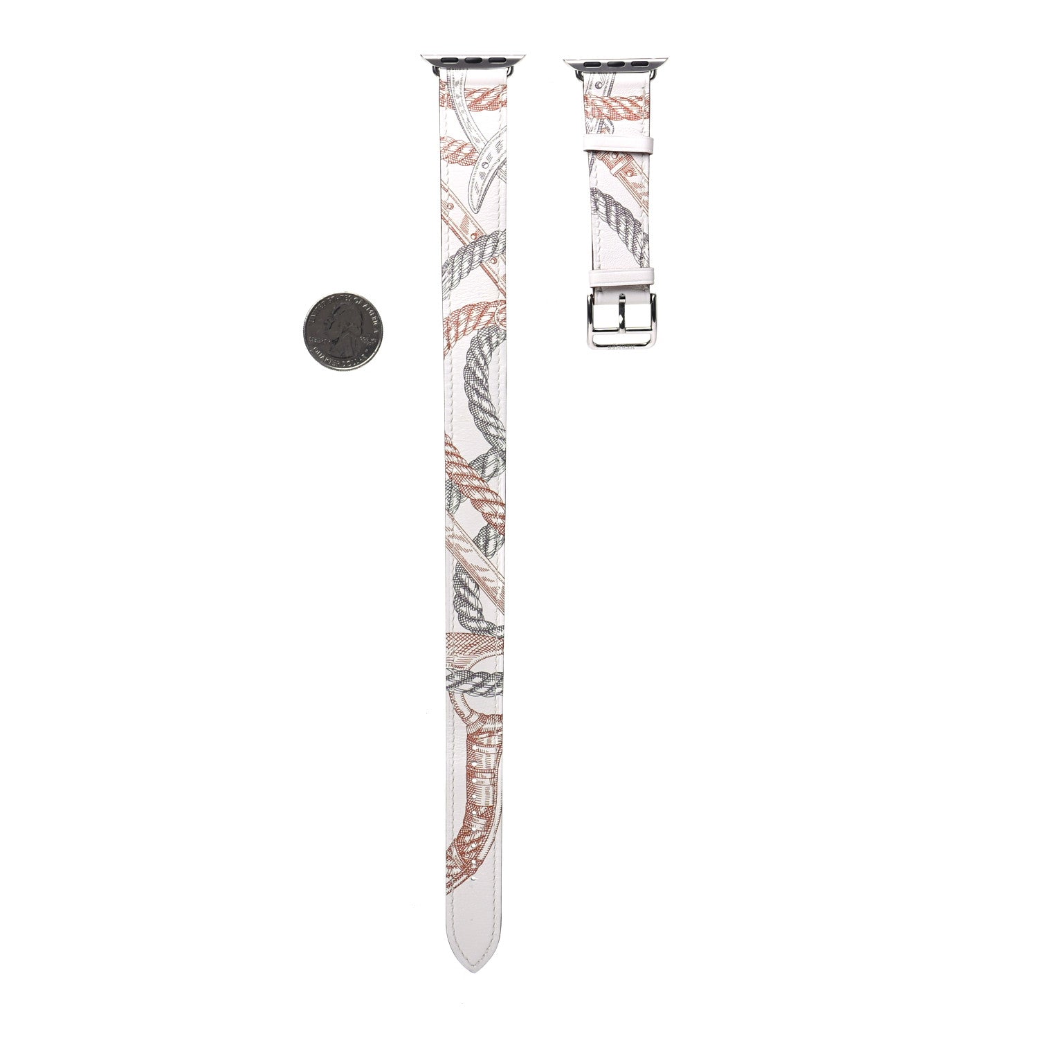 Hermes Swift Della Cavalleria Print 40mm Apple Double Tour Watch Strap White 2 of 6