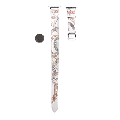 Hermes Swift Della Cavalleria Print 40mm Apple Double Tour Watch Strap White 2 of 6