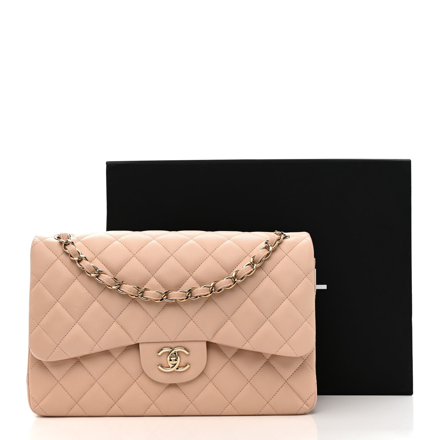 Caviar Quilted Jumbo Double Flap Light Pink