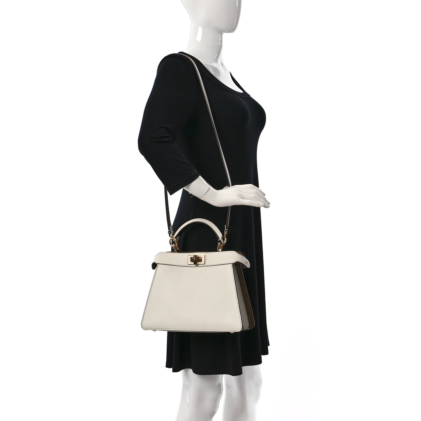 Vitello Seta Nappa Plexiglass Bi-Color Small Peekaboo I SEE U Satchel White Ice Sand