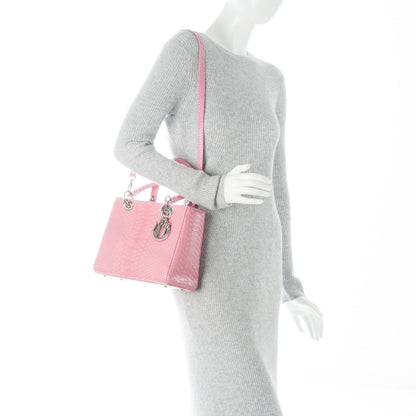 Christian Dior Python Medium Lady Dior Pink 2 of 8