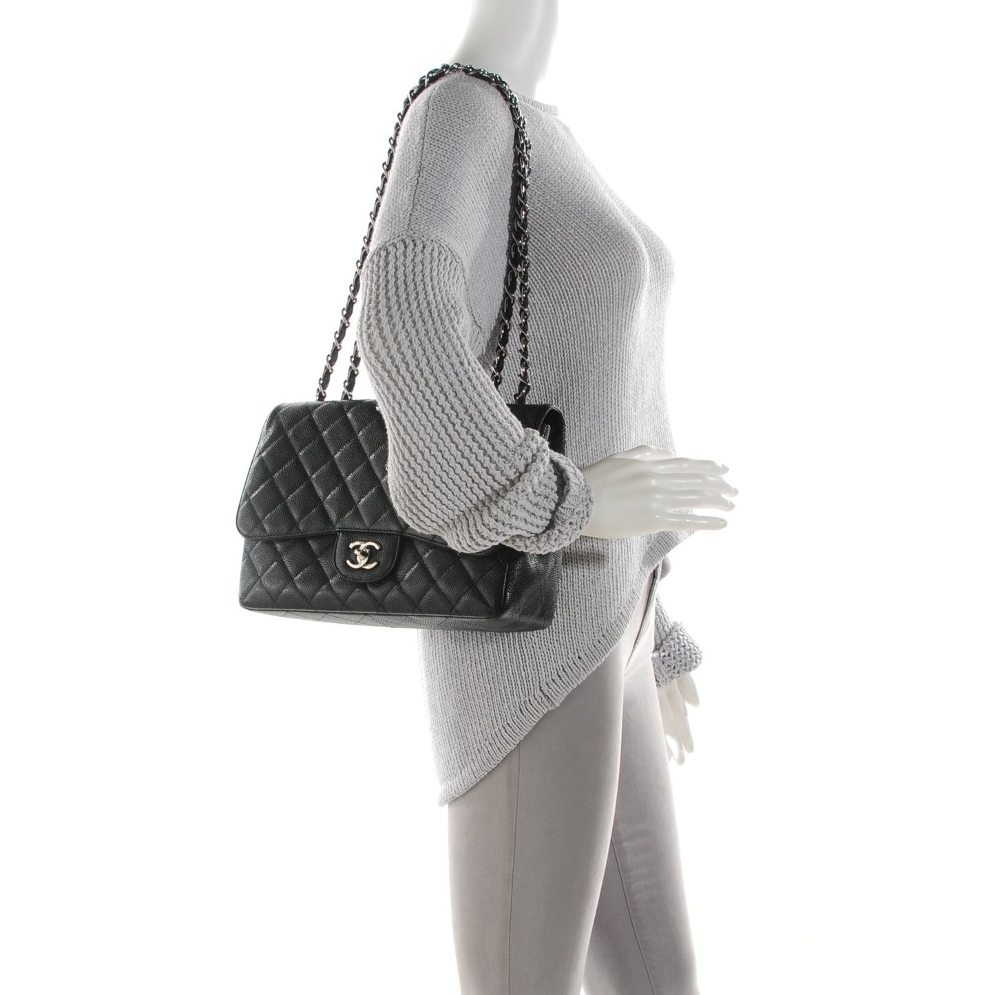 Caviar Quilted Jumbo Single Flap Black