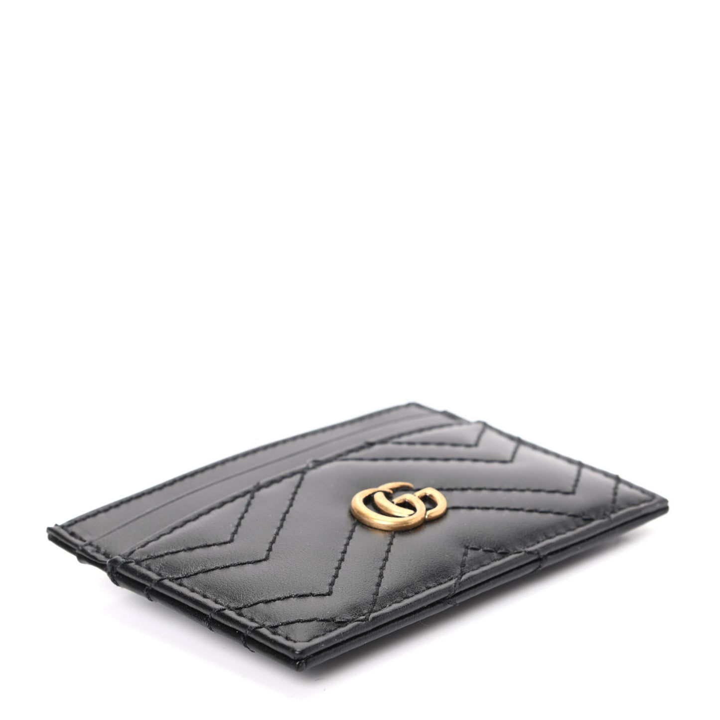 Calfskin Matelasse GG Marmont Card Holder Black