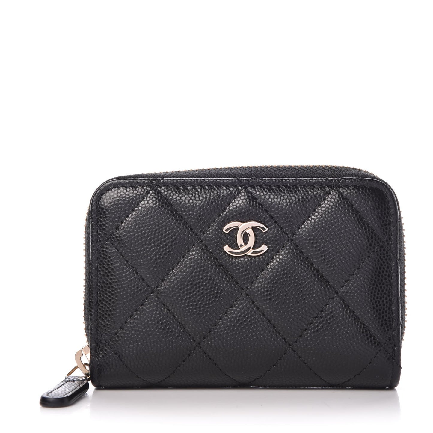 Caviar Quilted Zip Coin Purse Black