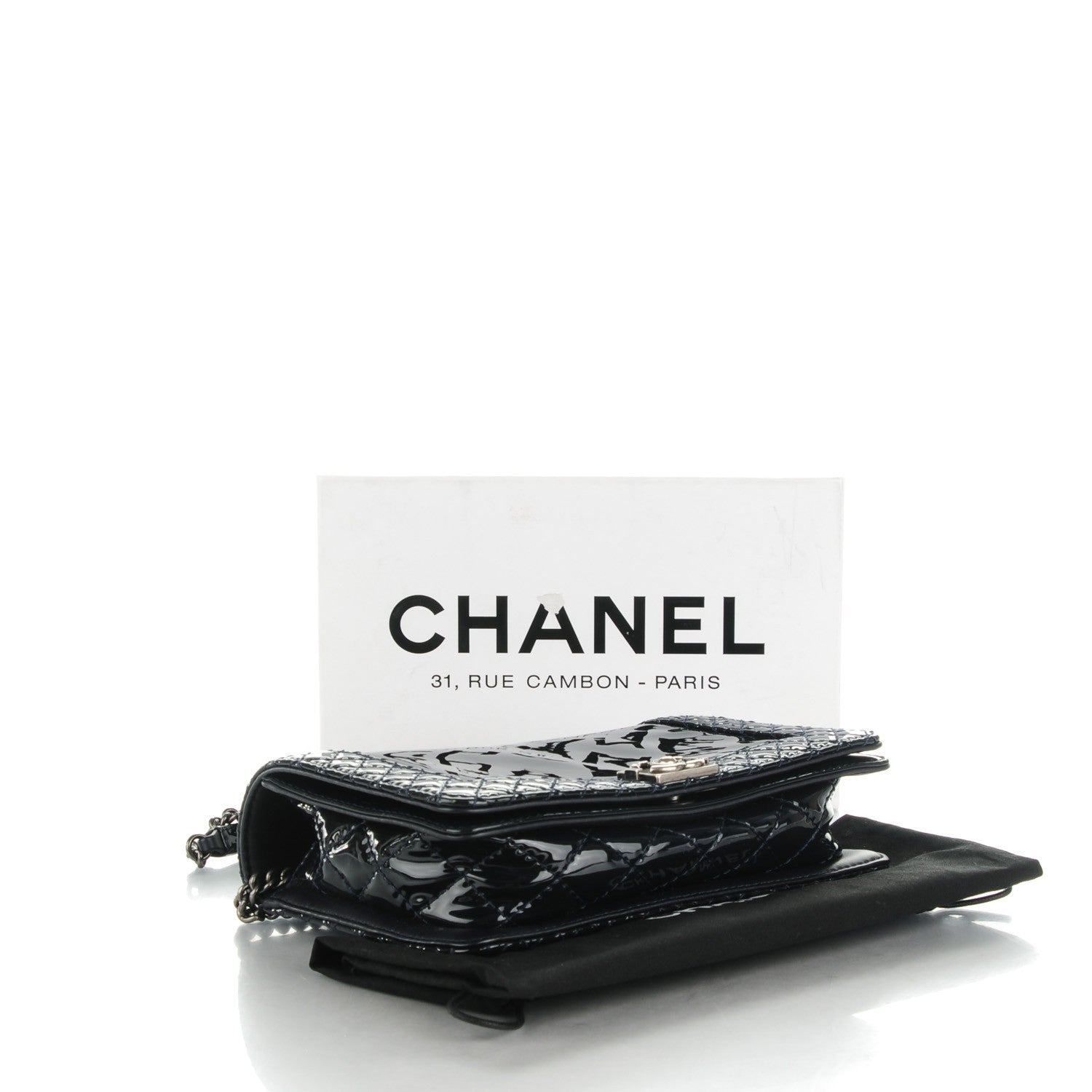 Chanel Patent Small Boy Reverso Flap Navy Blue 4 of 8