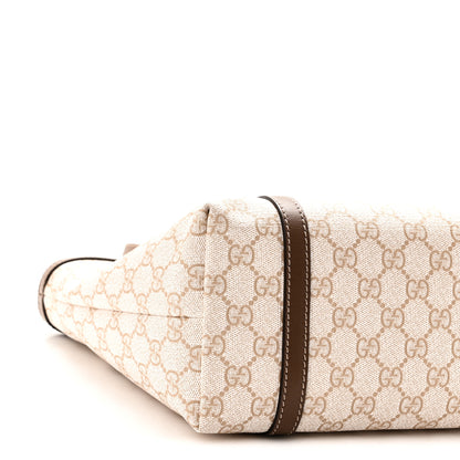 Gucci GG Supreme Monogram Calfskin Small Nice Tote New Mystic White Beige Brown 9 of 10