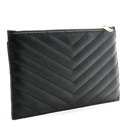 Saint Laurent Grain De Poudre Chevron Monogram Bill Pouch Black 3 of 6