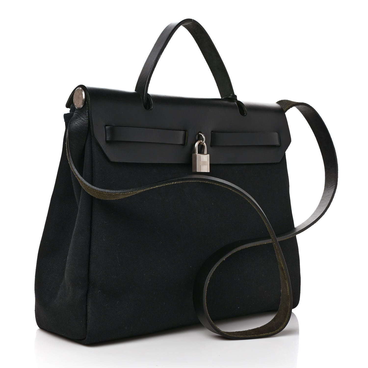 Hermes Toile Vache Calfskin Herbag 30 PM Black 4 of 15