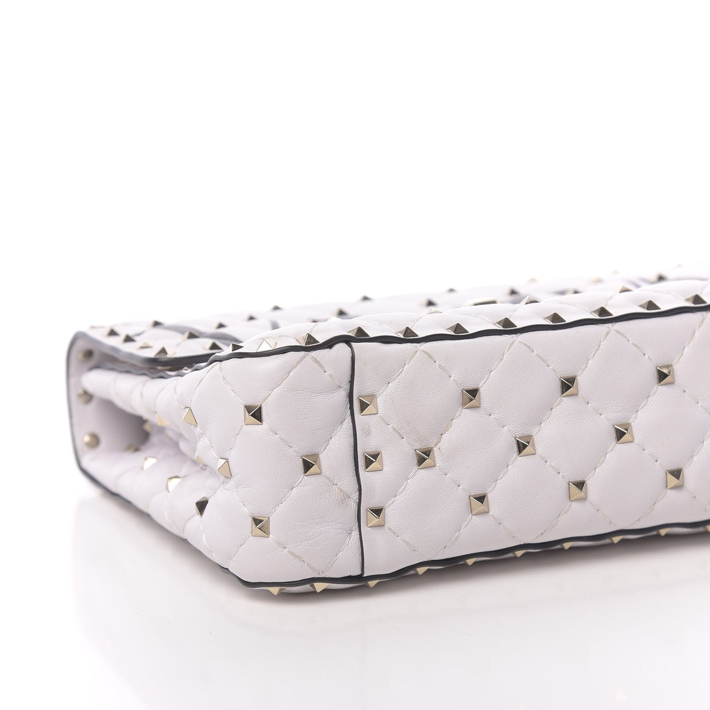 Lambskin VLTN Print Medium Rockstud Spike Shoulder Bag Optic White Black