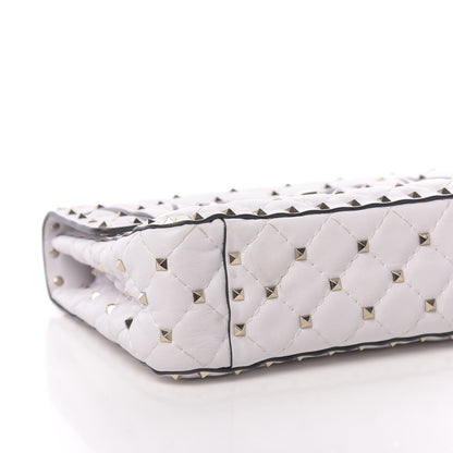 Valentino Garavani Lambskin VLTN Print Medium Rockstud Spike Shoulder Bag Optic White Black 7 of 13