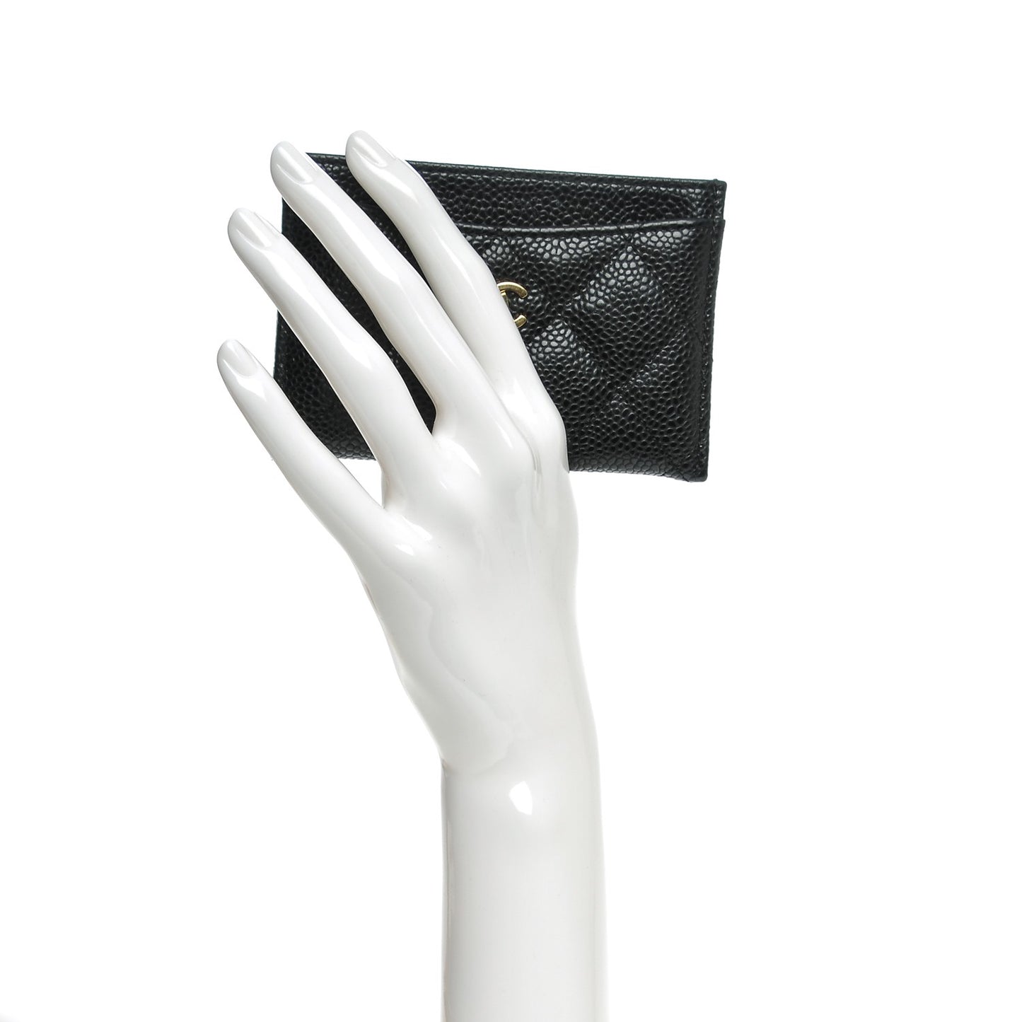 Caviar Quilted Card Holder Black