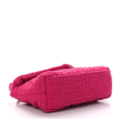 Saint Laurent Boucle Tweed Quilted Toy Loulou Puffer Monogram Chain Satchel Magenta 4 of 9