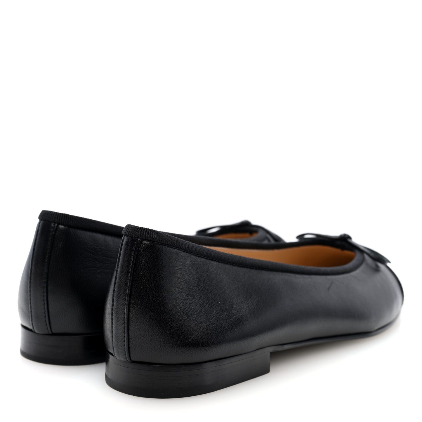 Lambskin Patent Cap Toe Ballerina Flats 37 Black