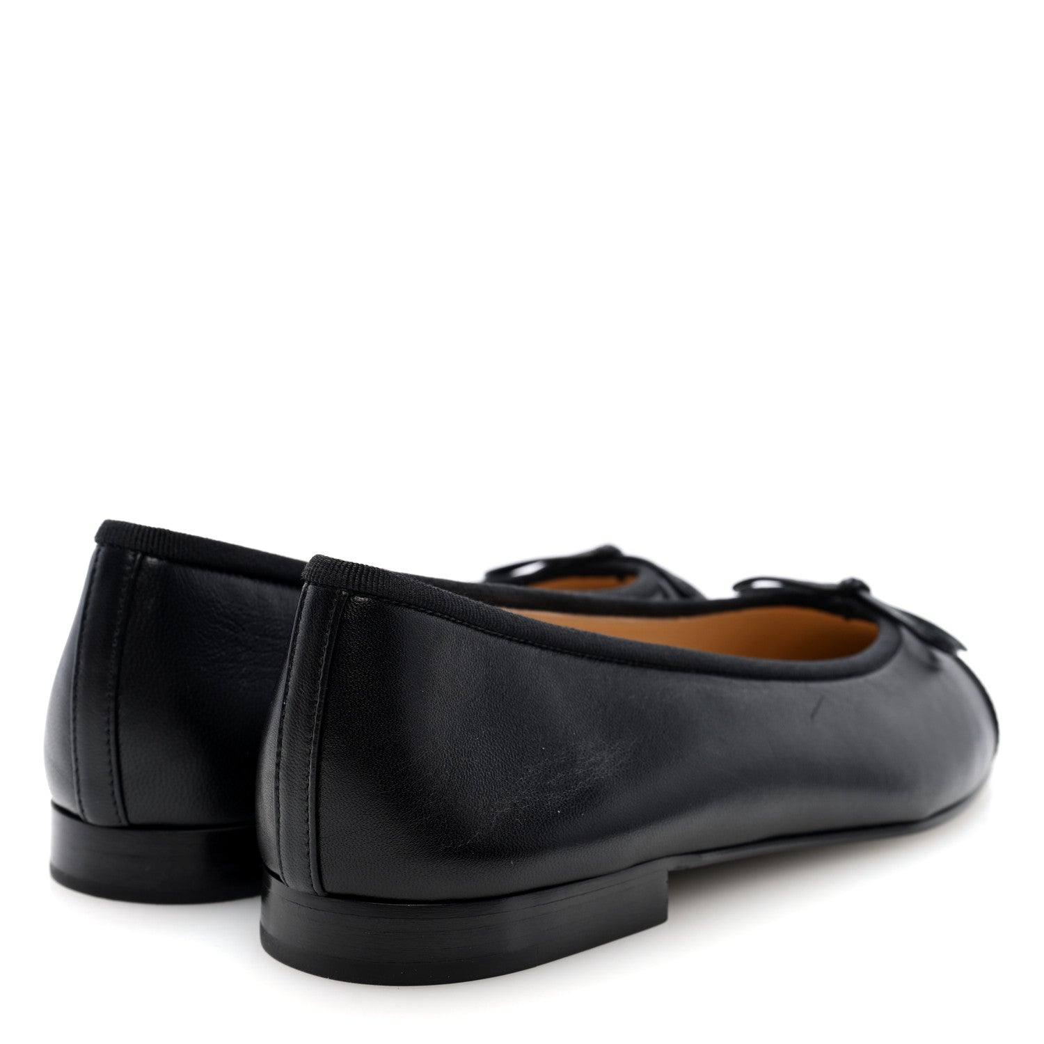 Chanel Lambskin Patent Cap Toe Ballerina Flats 37 Black 4 of 9
