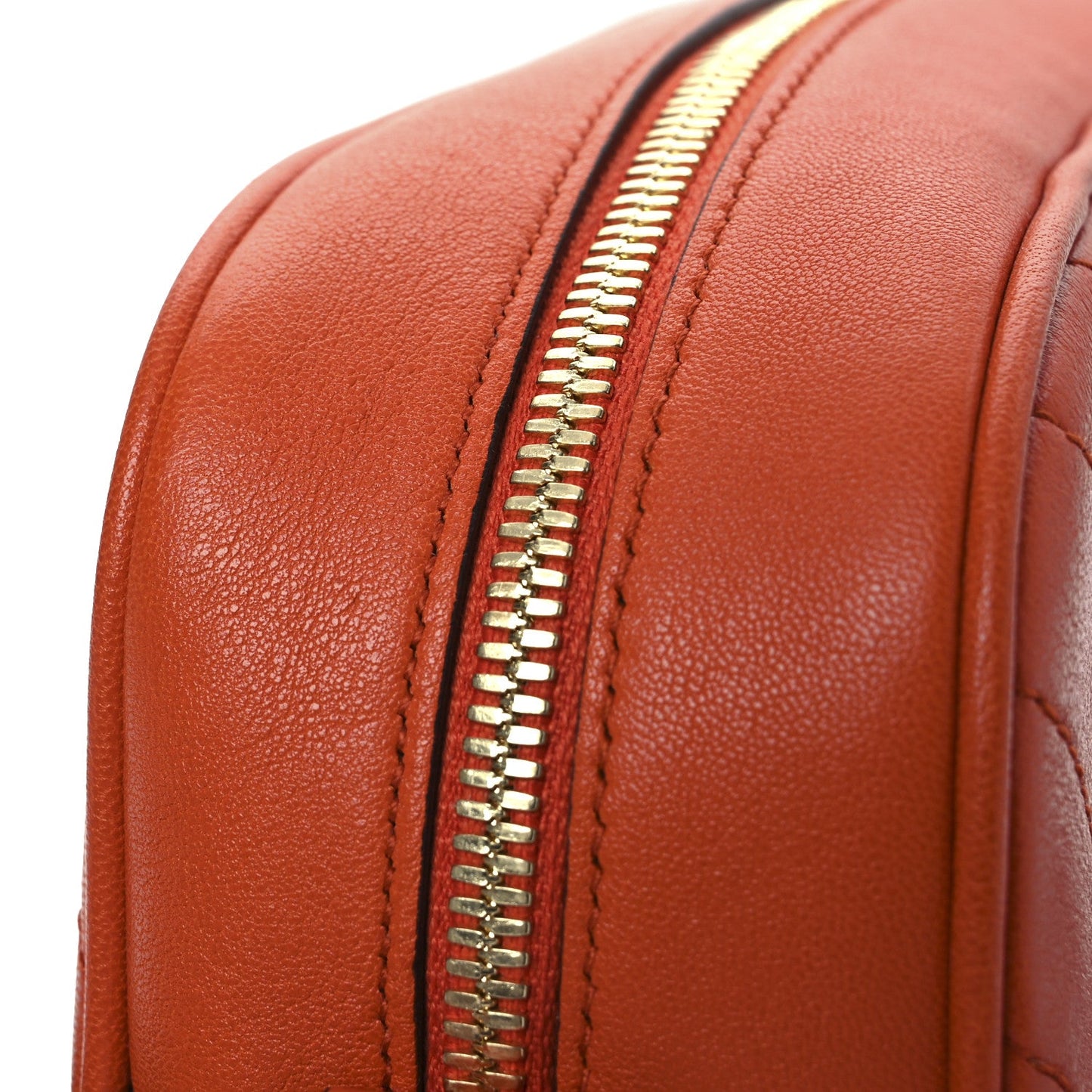 Sakai Be Green Calfskin Diagonal Stitched Small Blondie Shoulder Bag Orange