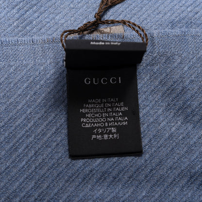 Gucci Wool Silk Jacquard Knit Monogram Web Champery Scarf Blue Red 4 of 5