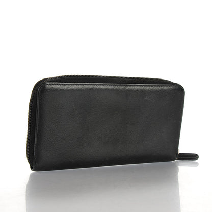 Chanel Goatskin Camellia Embossed Zip Around Wallet Black 3 of 10
