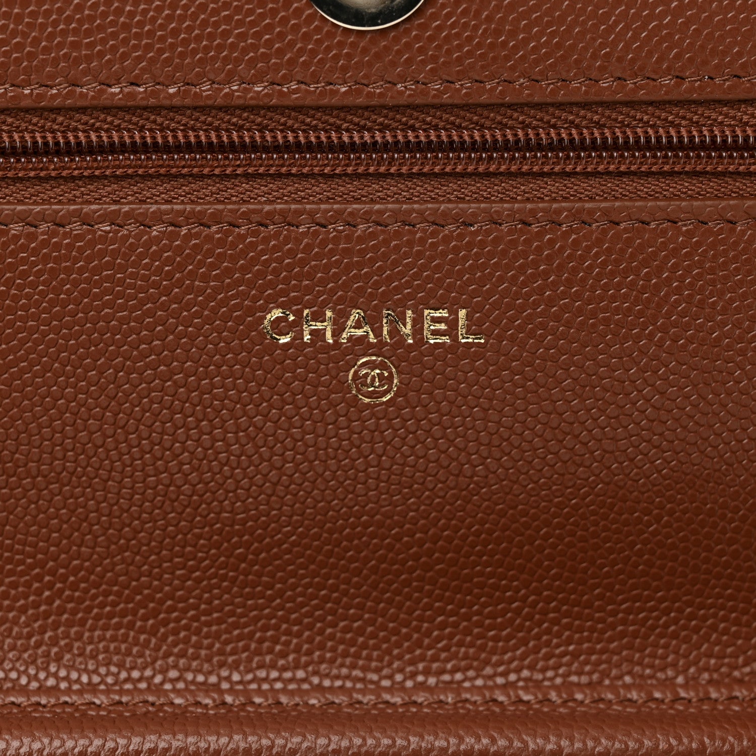 Chanel Shiny Caviar Quilted Strass Wallet On Chain WOC Light Brown 6 of 12