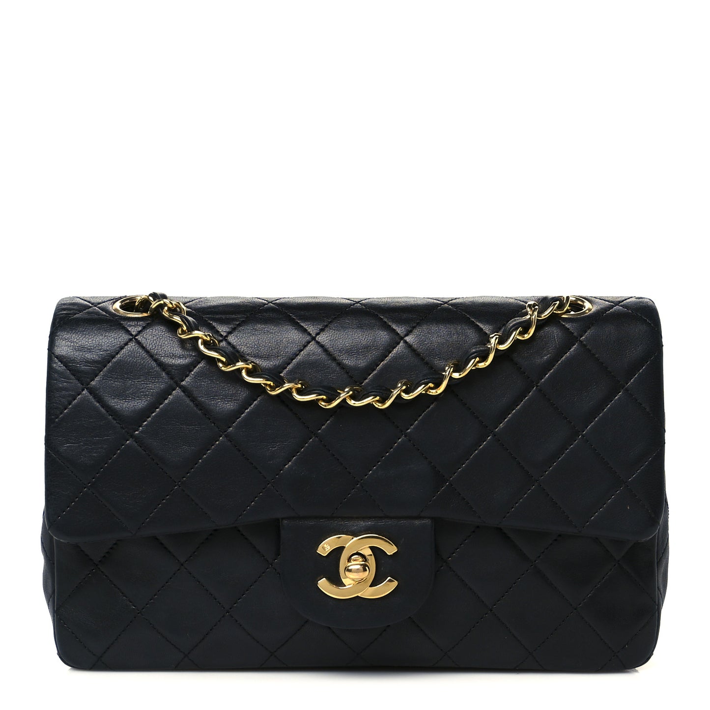 Lambskin Quilted Small Double Flap Black